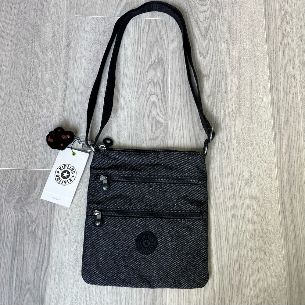 Kipling Kieko Black Crossbody Mini Bag Shimmer NWT